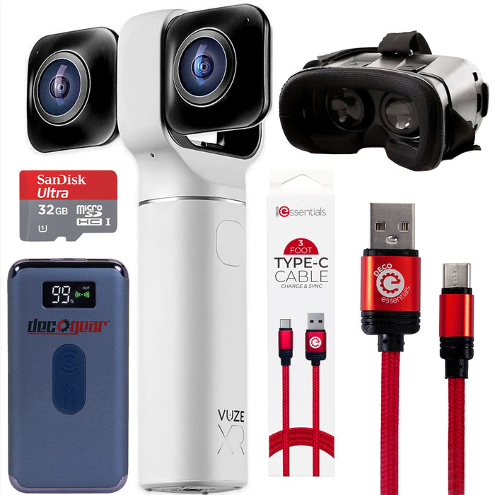 Vuze XR 4K/5.7K 3D VR180/2D360 Dual Camera with 4-Piece Virtual Reality Kit (White)