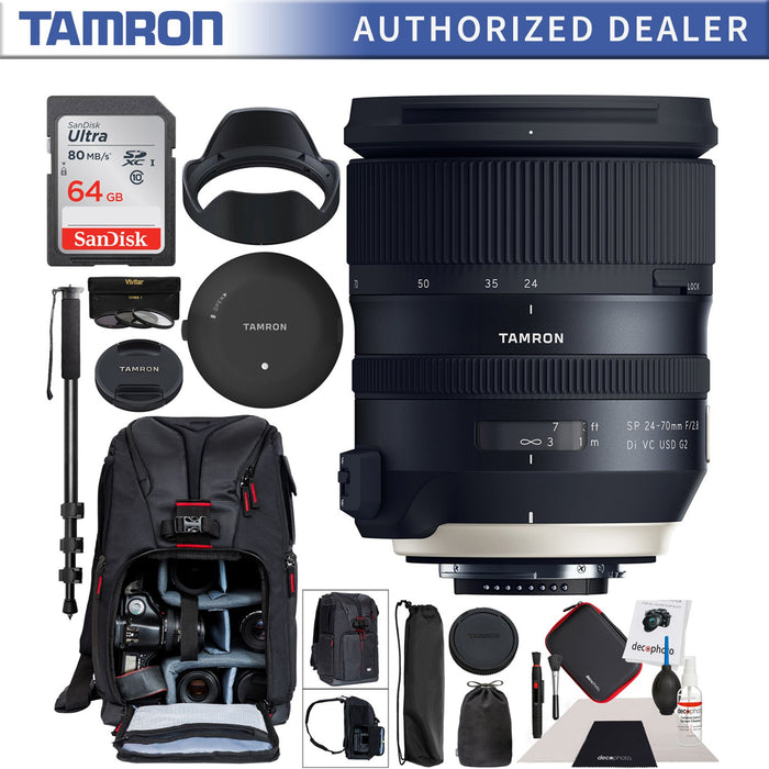 Tamron SP 24-70mm f/2.8 Di VC USD G2 Lens Nikon F Mount TAP-in Console Backpack Bundle