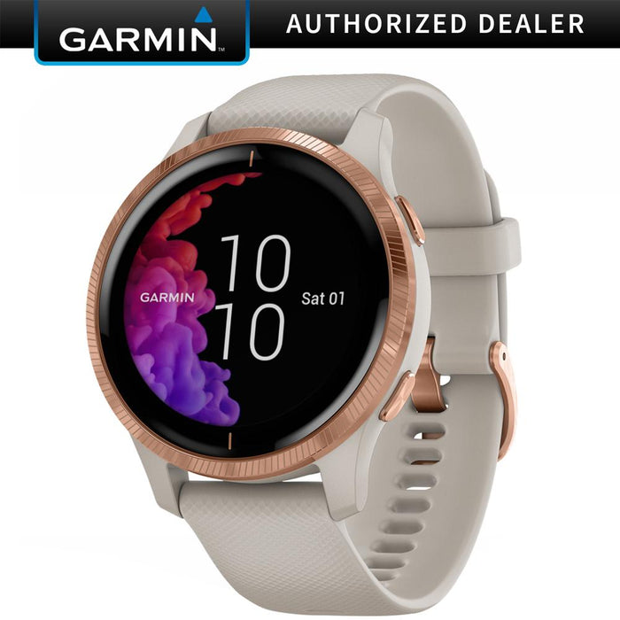 Garmin Venu Amoled GPS Smartwatch - Light Sand with Rose Gold Hardware)
