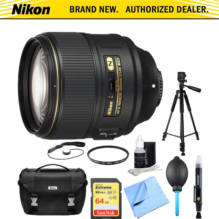 Nikon AF-S NIKKOR 105mm f/1.4E ED Lens with 64GB Deluxe Bundle