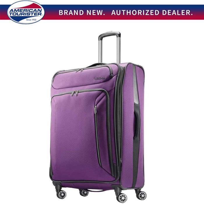 American Tourister 28" Zoom Spinner Expandable Suitcase Luggage with Dual Spinner Wheels, Purple