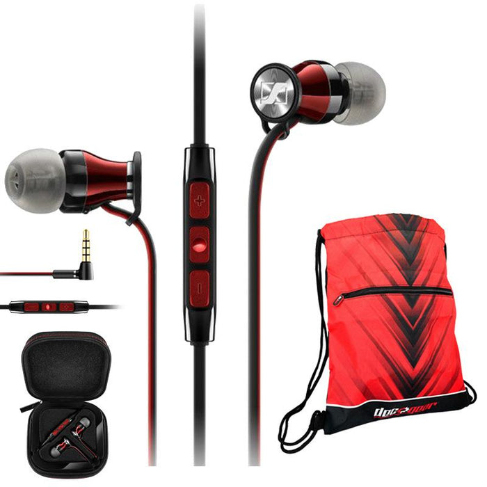 Sennheiser Momentum In-Ear Headphones for Android (Red) with Deco Gear Drawstring Bag