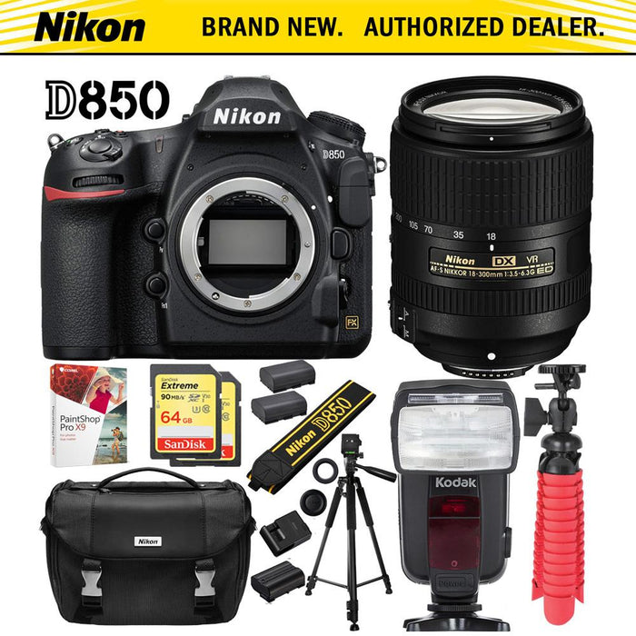 Nikon D850 45.7MP Full-Frame FX-Format DSLR Camera w/ 18-300mm f3.5-6.3 ED VR Lens Kit