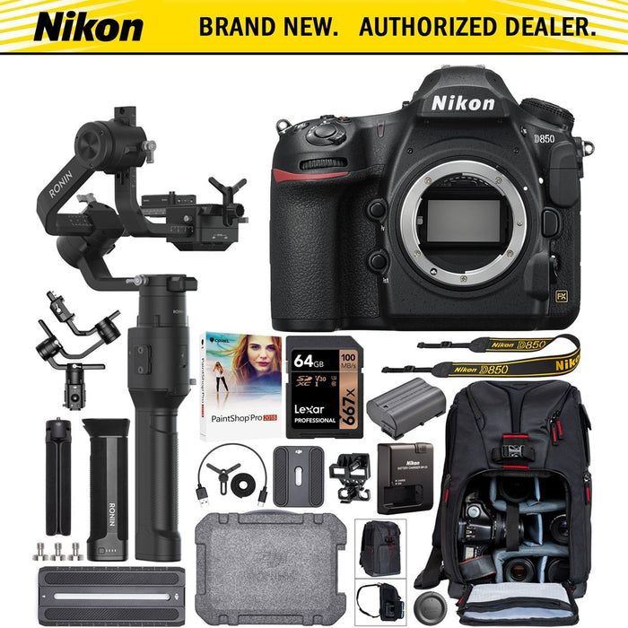 Nikon D850 Full Frame DSLR 4K Camera DJI Ronin-S Essentials Gimbal Filmmaker Kit