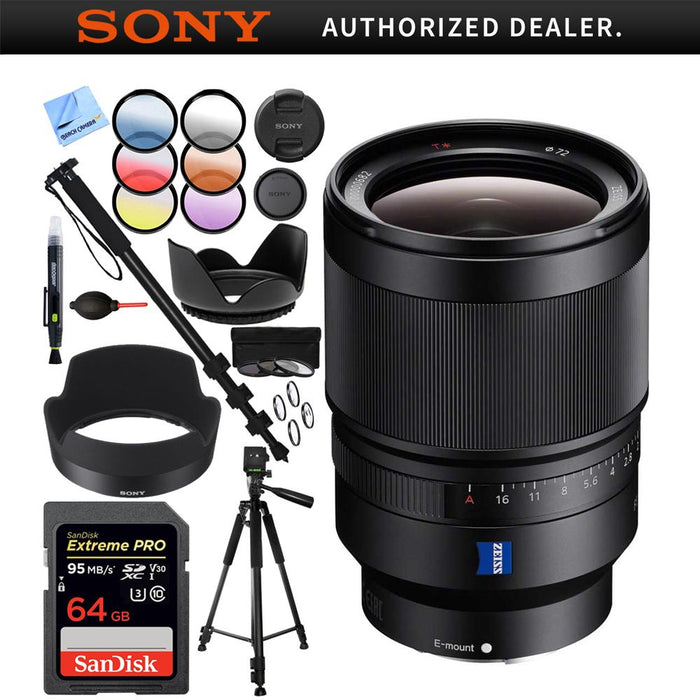 Sony Distagon T FE 35mm F1.4 ZA Full-frame E-mount Prime Lens - SEL35F14Z 64GB Kit