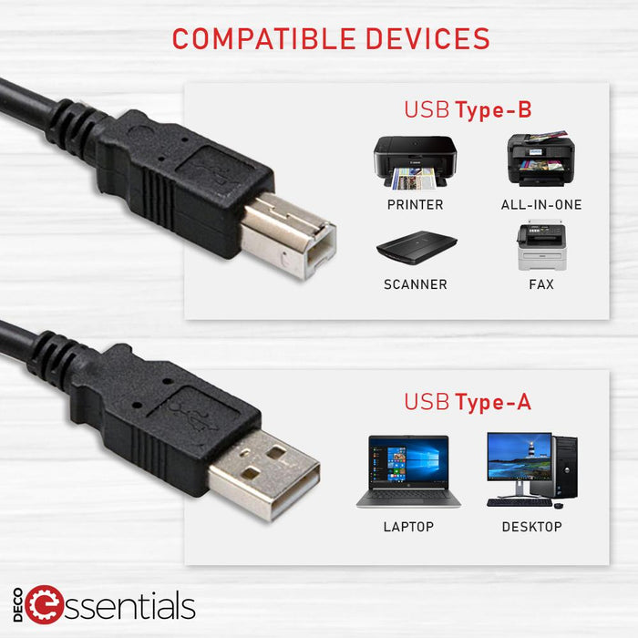 Anbefalede Takt Løft dig op High-Speed 6FT USB 2.0 Printer Cable, USB Type-A Male to Type-B Male —  Beach Camera