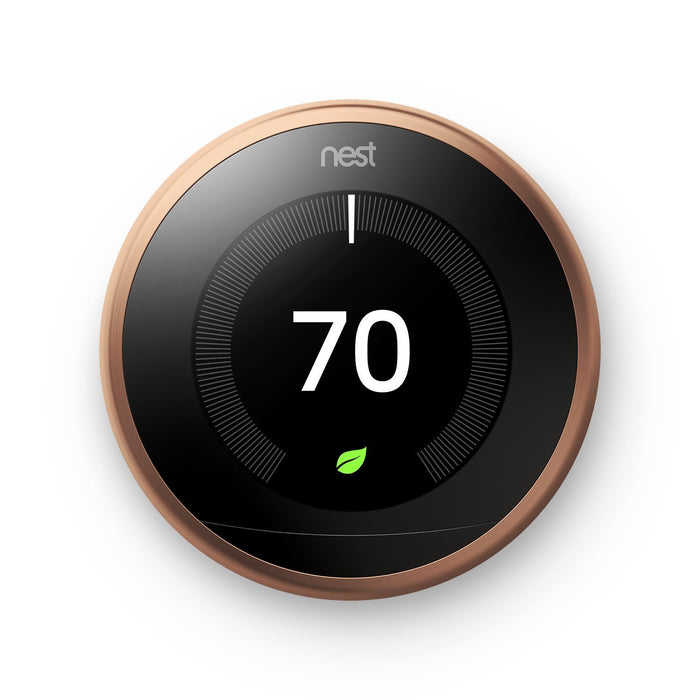 Google Nest Learning Thermostat (3rd Gen, Copper) with Thermostat Wall Plate Cover
