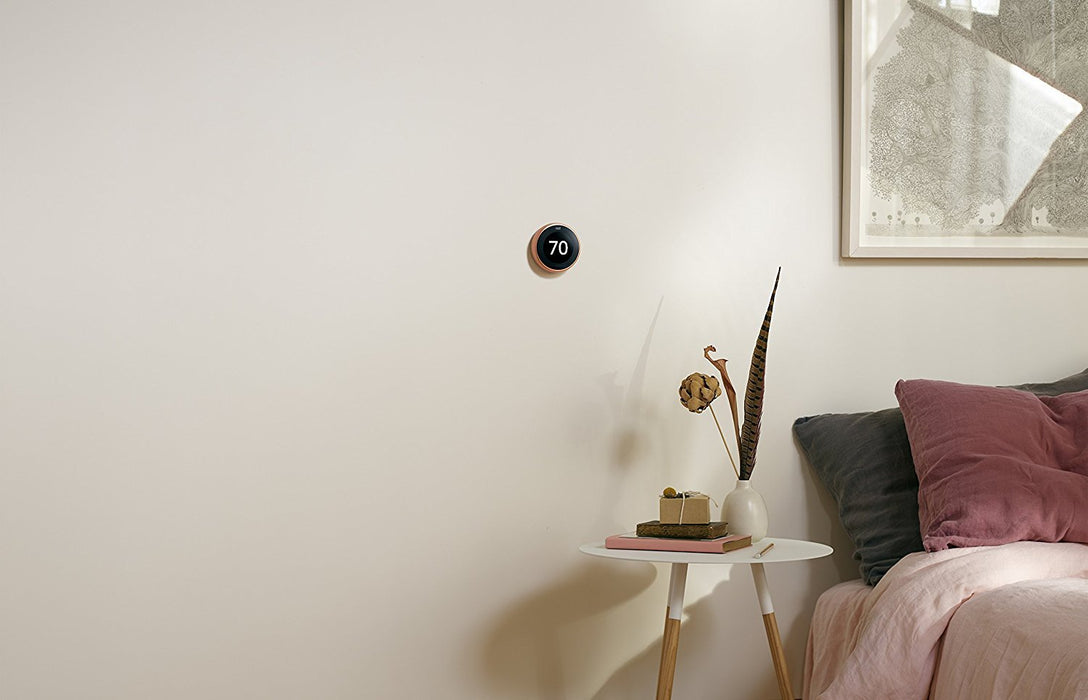 Google Nest Learning Thermostat (3rd Gen, Copper) with Thermostat Wall Plate Cover