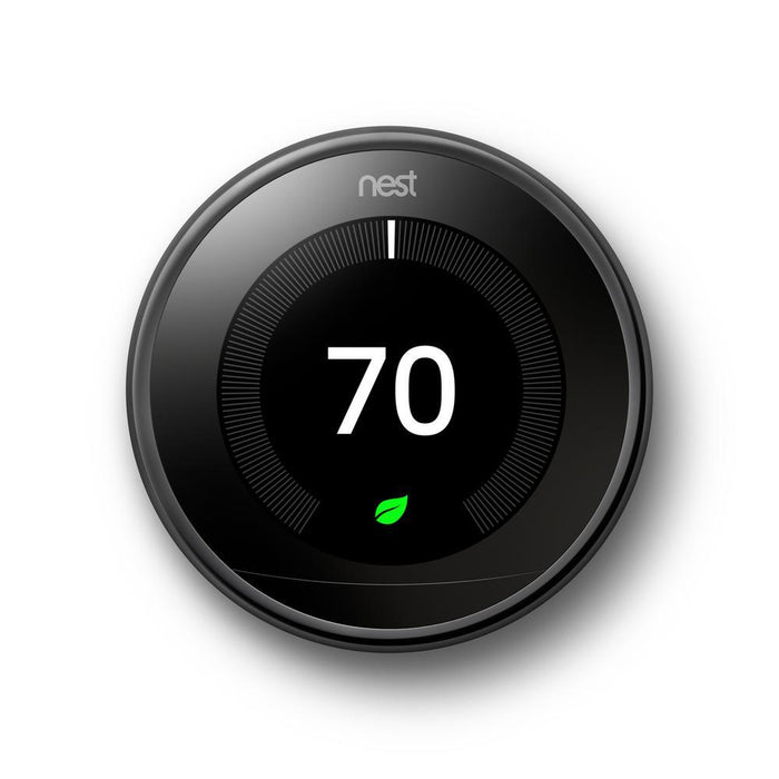 Google Nest Learning Thermostat (3rd Gen, Mirror Black) + Thermostat Wall Plate Cover