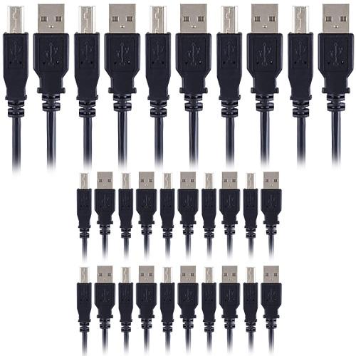 General High-Speed 6FT USB 2.0 Printer Cable, USB Type-A Male to Type-B Male (15-Pack)