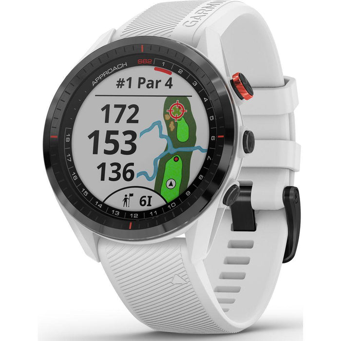 Garmin Approach S62 Black Ceramic Bezel w/ White Silicone GPS Golf Watch & More Bundle