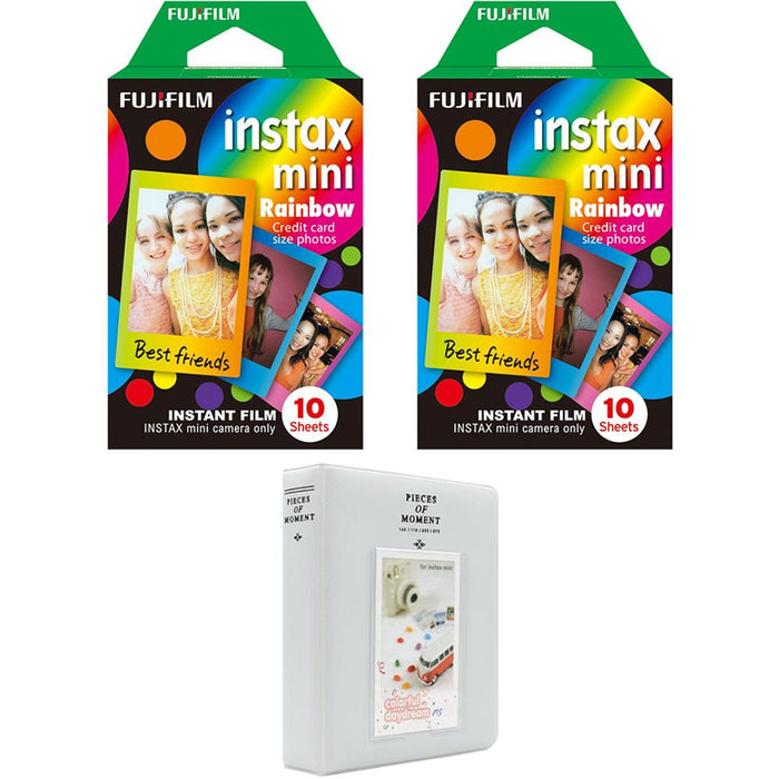 Fujifilm 20-Pack INSTAX MINI Rainbow Instant Film w/ Deco Essentials Photo Album