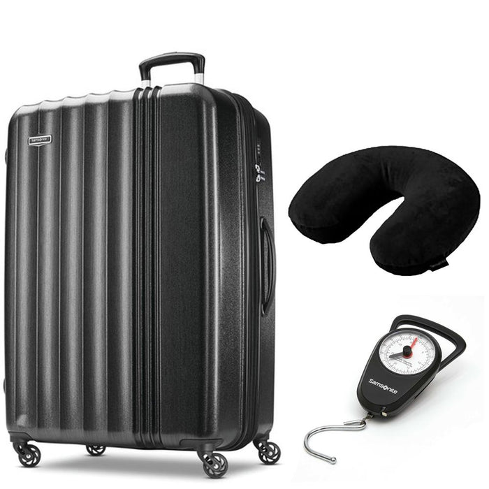 Samsonite 29" Hardside Luggage Spinner Cerene Black + Luggage Scale +Neck Pillow