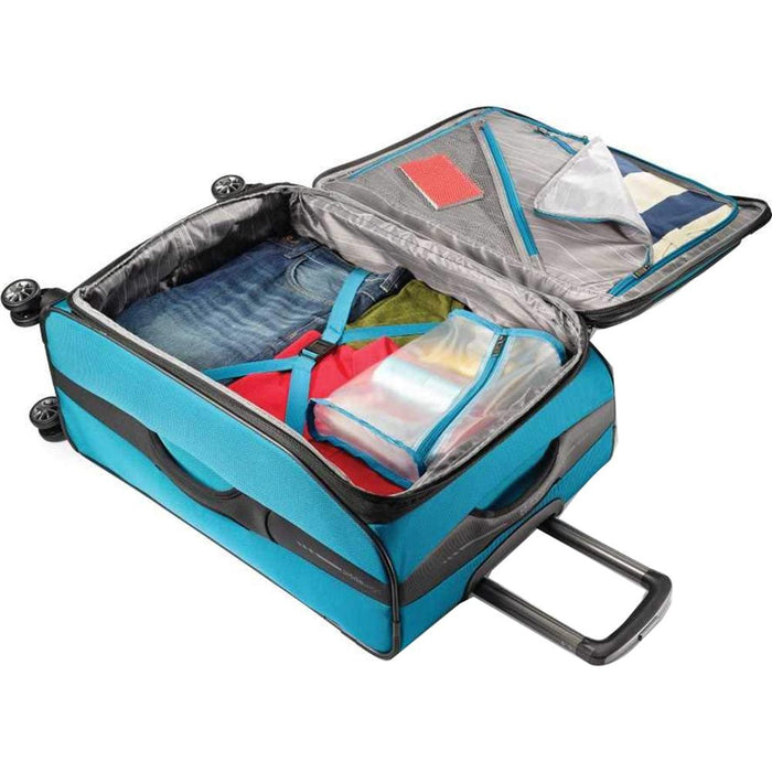 American Tourister 25" Zoom Spinner Expandable Suitcase Luggage, Teal Blue - Open Box