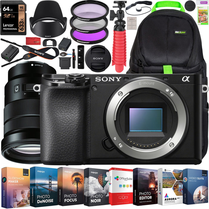 Sony a6100 Mirrorless Camera Body + 18-105mm F4 OSS G Lens Kit SELP18105G Bundle