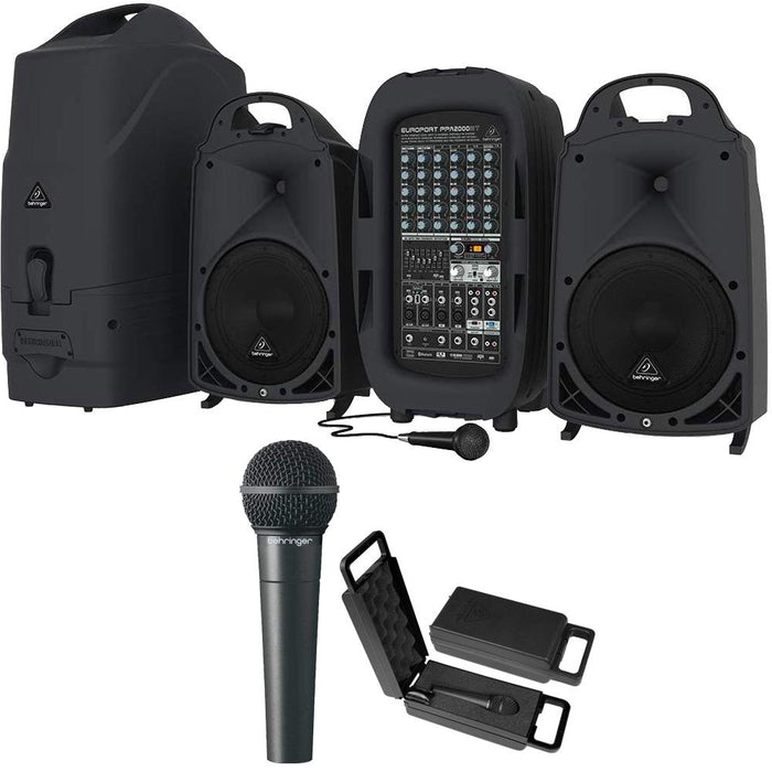Behringer Europort PPA2000BT Portable PA System w/ Bluetooth and XM8500 Microphone Bundle