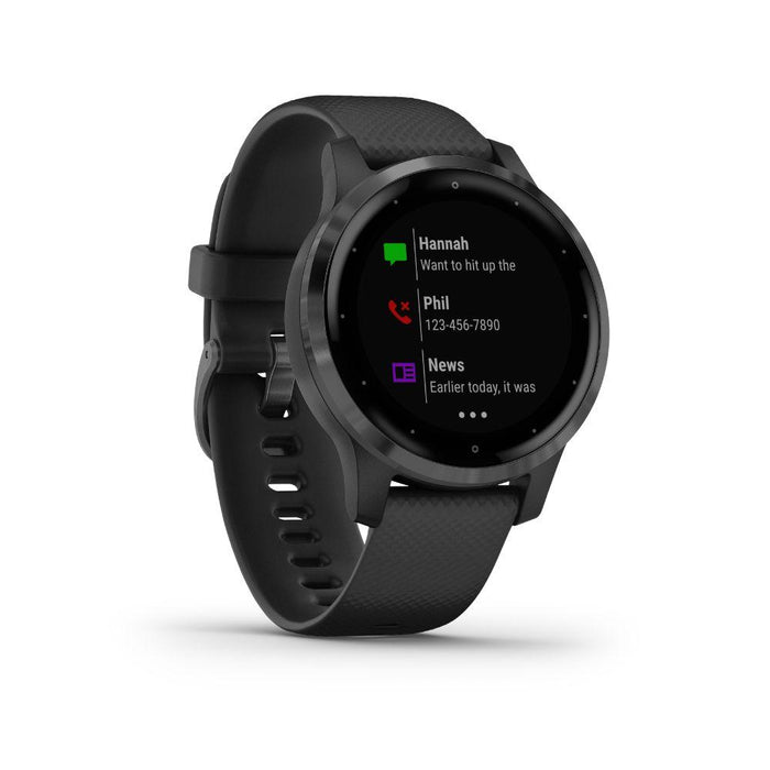 Garmin Vivoactive 4S GPS Smartwatch w/ Fitness & Music Apps BK/SL + Extended Warranty