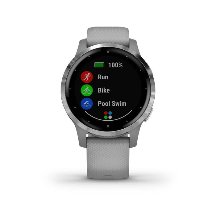 Garmin Vivoactive 4S Smartwatch Powder Gray/Stainless + 1 Year Extended Warranty