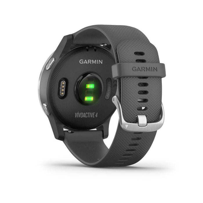 Garmin Vivoactive 4 Smartwatch (Shadow Gray/Stainless) w/ Wireless Earbud Bundle