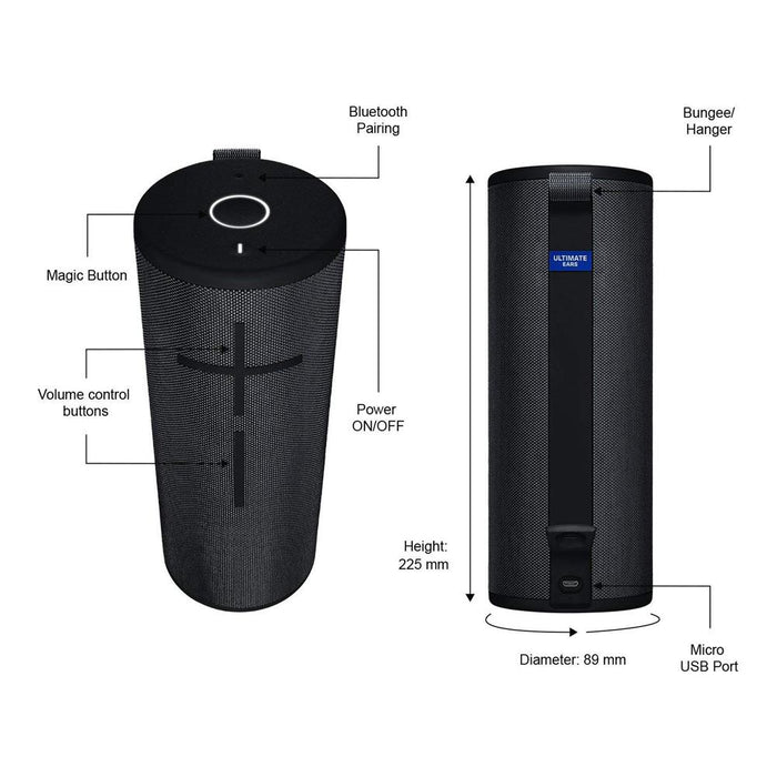 Ultimate Ears MEGABOOM 3 Portable Waterproof Bluetooth Speaker Black+Power Bank