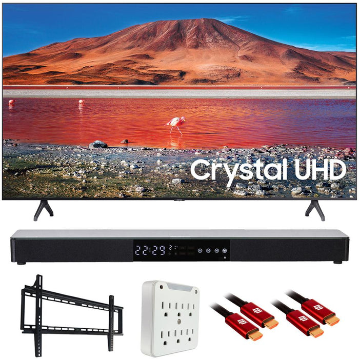 Samsung UN55TU7000 55" 4K Ultra HD Smart LED TV (2020) with Deco Gear Soundbar Bundle