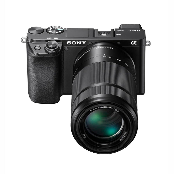 Sony a6100 Mirrorless Camera 16-50mm 55-210mm 2 Lens Kit Shooting Grip Tripod Bundle