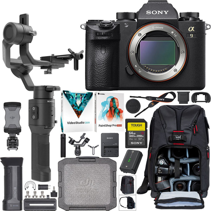 Sony a9 Mirrorless Camera Body ILCE-9/B with DJI Ronin-SC Gimbal Filmmaker's Kit