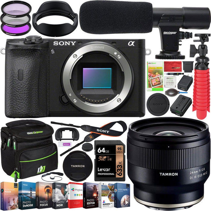 Sony a6600 Mirrorless Camera Body 4K with Tamron 24mm F2.8 Di III Lens Kit Bundle