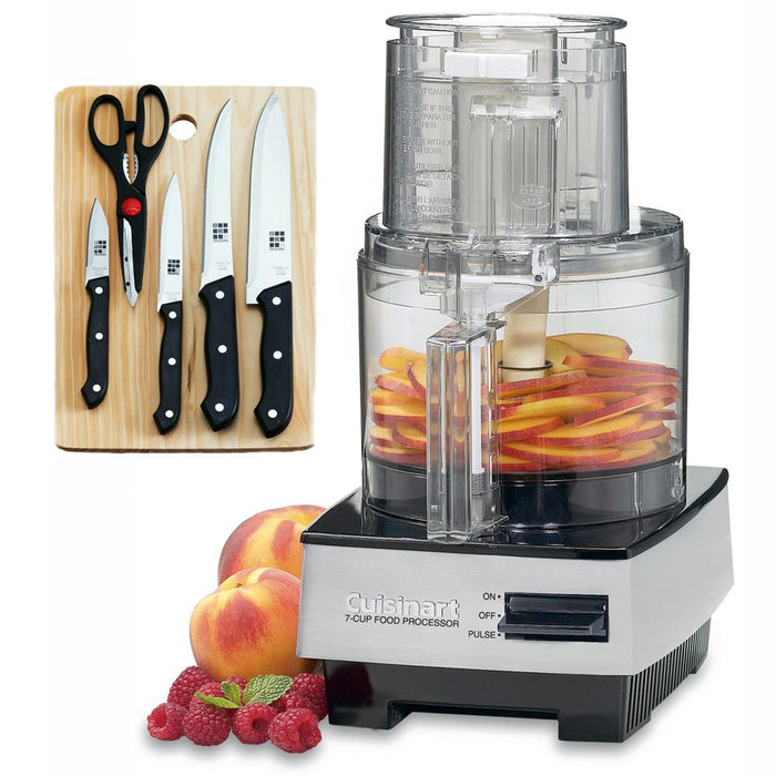 Cuisinart 7 Cup Food Processor DFP-7BC + 5-Piece Knife Set with Cutting Board