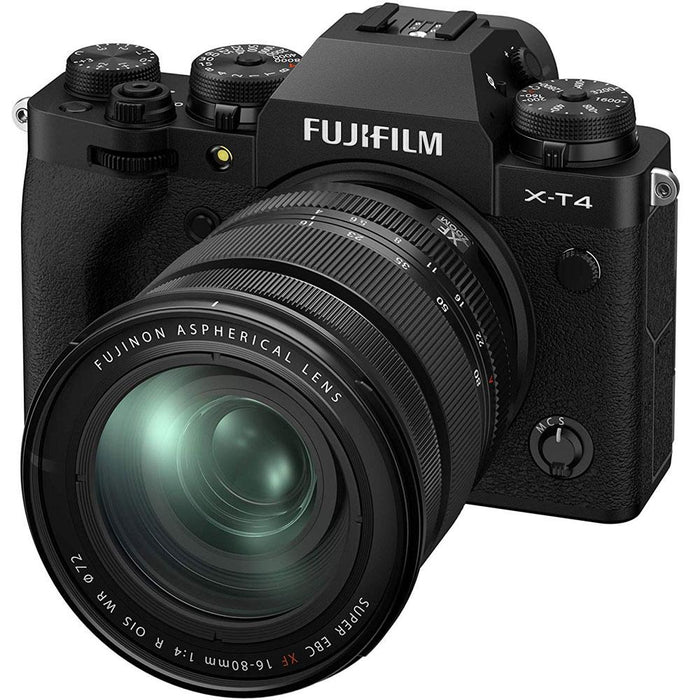 Fujifilm X-T4 Mirrorless Digital Camera Body + XF 16-80mm Lens Kit Bundle Black