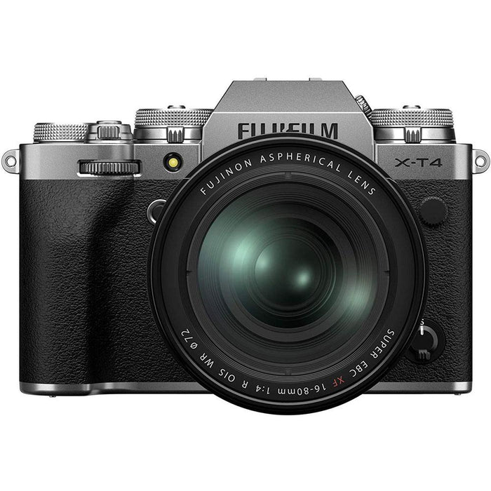 Fujifilm X-T4 Mirrorless Digital Camera Body + XF 16-80mm Lens Kit Bundle Silver