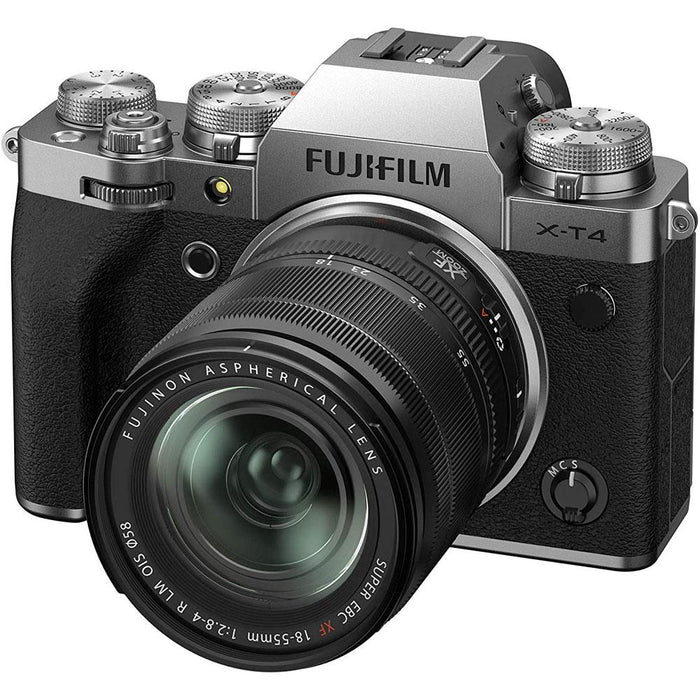 Fujifilm X-T4 Mirrorless Digital Camera Body + XF 18-55mm Lens Kit Bundle Silver