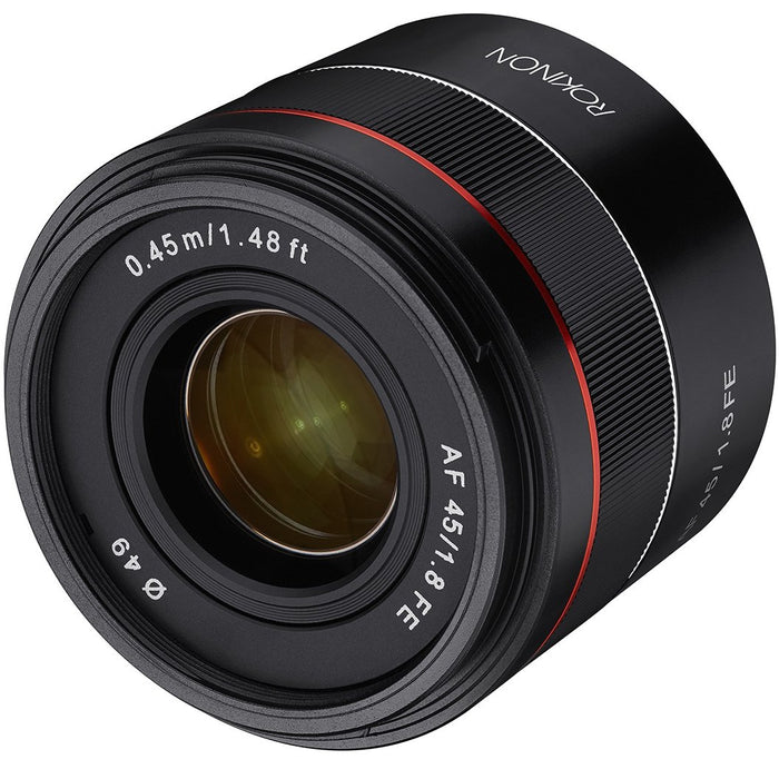 Rokinon 45mm F1.8 AF FE UMC Compact Full Frame Lens for Sony E Mount IO45AF-E - Renewed