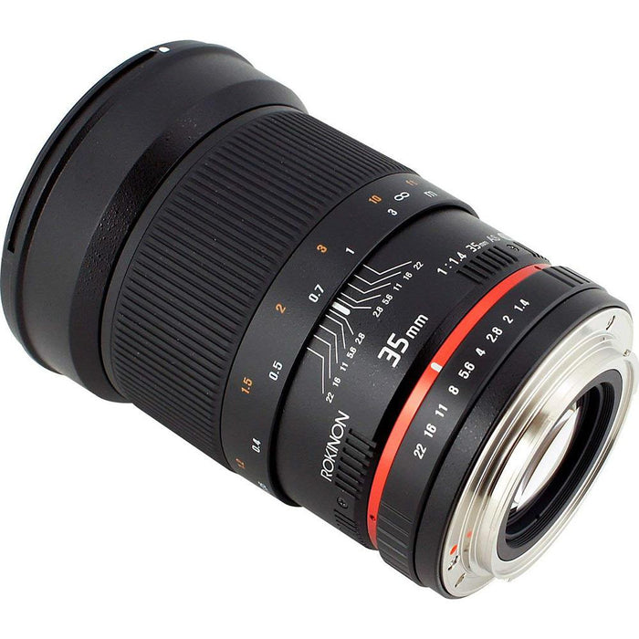 Rokinon 35mm F/1.4 AS UMC Wide Angle Lens for Nikon with Automatic Chip - Renewed