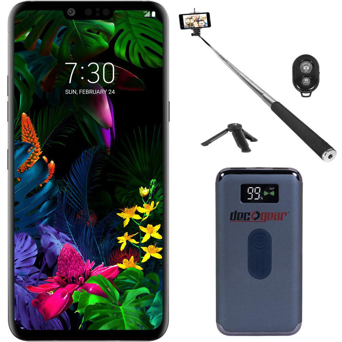 LG G8 ThinQ 128GB Smartphone Unlocked Black with Selfie Stick and Power Bank