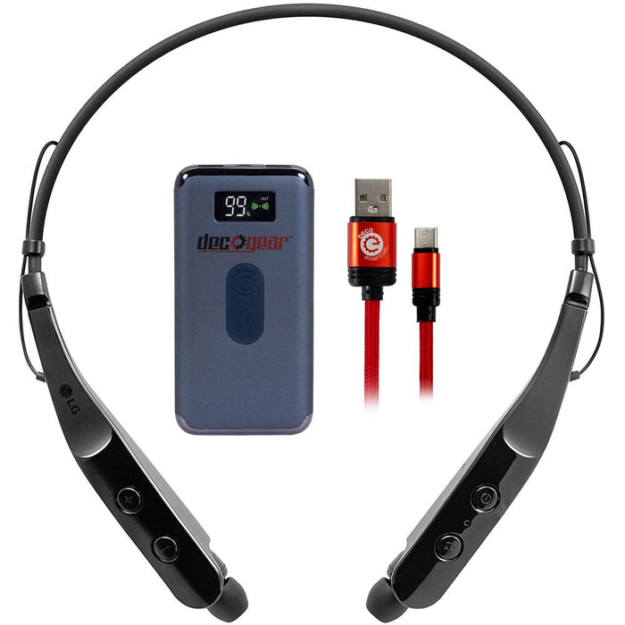 LG TONE Triumph HBS-510 Wireless Bluetooth Headset Black with Power Bank Bundle