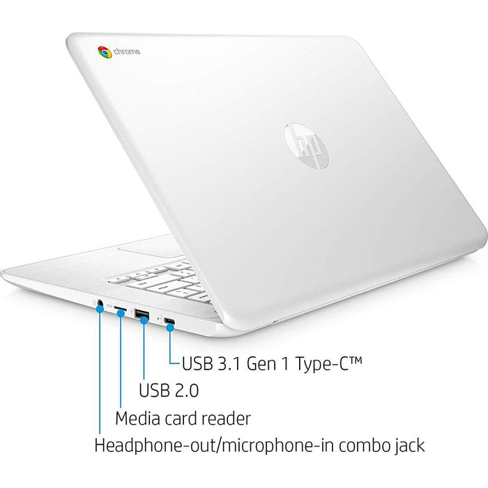Hewlett Packard Chromebook 14-inch HD Non-Touch Laptop with 180-degree Hinge - White - OPEN BOX