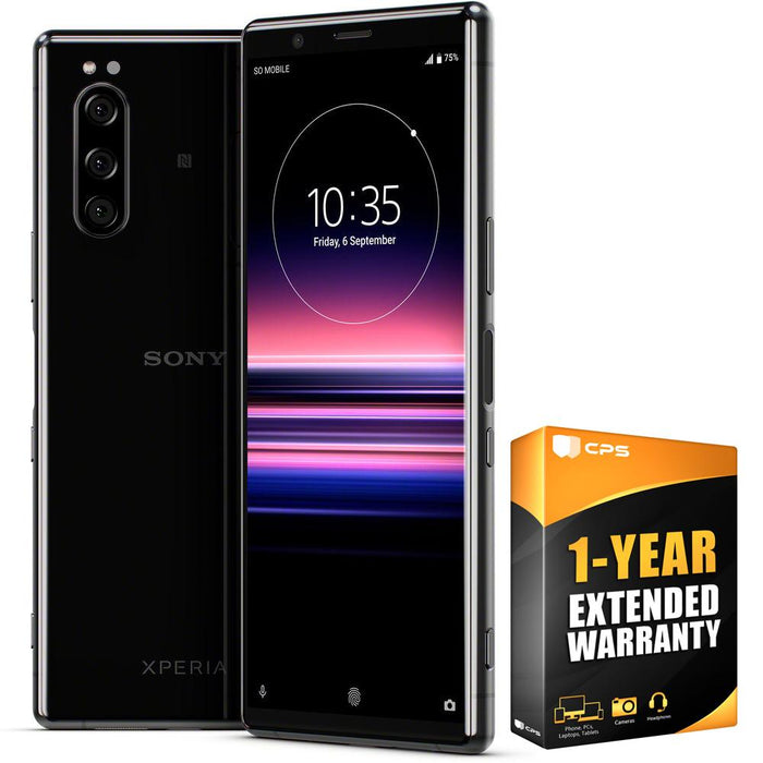 Sony XPERIA 5 with 128GB Memory Cell Phone Unlocked Black + Extended Warranty