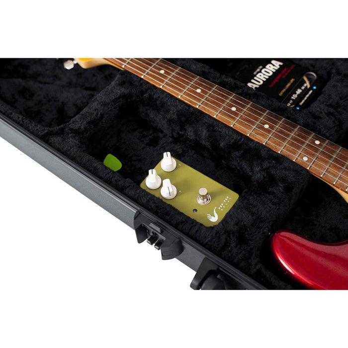 Gator TSA Guitar Series Electric Guitar Case with MS12-BLK 2" Suede Guitar Strap