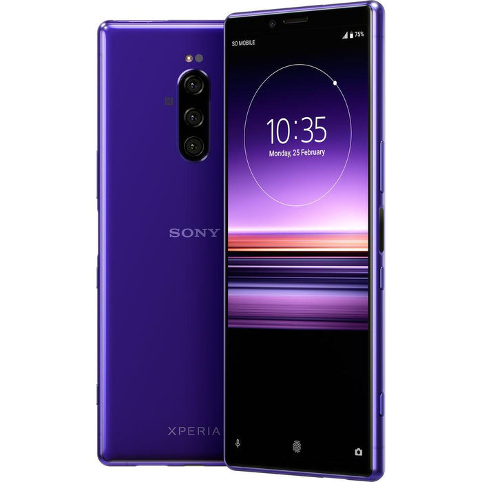Sony Xperia 1 Unlocked Smartphone 128GB Purple with Power Bank 8000 mAh