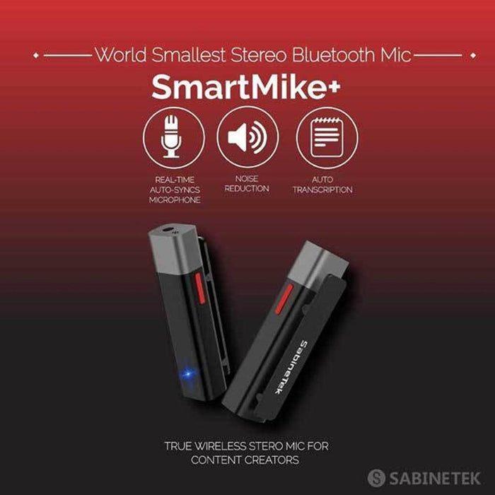 Sabinetek SmartMike+ Bluetooth Lavalier Microphone Black + Earbud Headphones