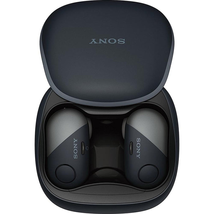 Sony WF-SP700N Sport Truly Wireless Noise Canceling Earbud Headphones Black -OPEN BOX