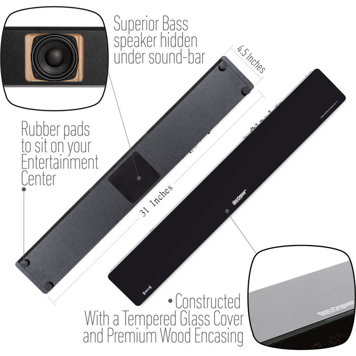 Deco Gear Home Theater Surround Sound 31" Soundbar 2.1 CH Audio, Bluetooth NFC - OPEN BOX