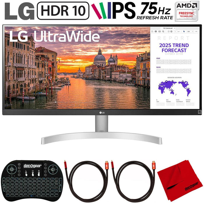LG 29" UltraWide FHD 2560x1080 21:9 IPS LED Monitor w/ HDR 10 + Accessories Bundle