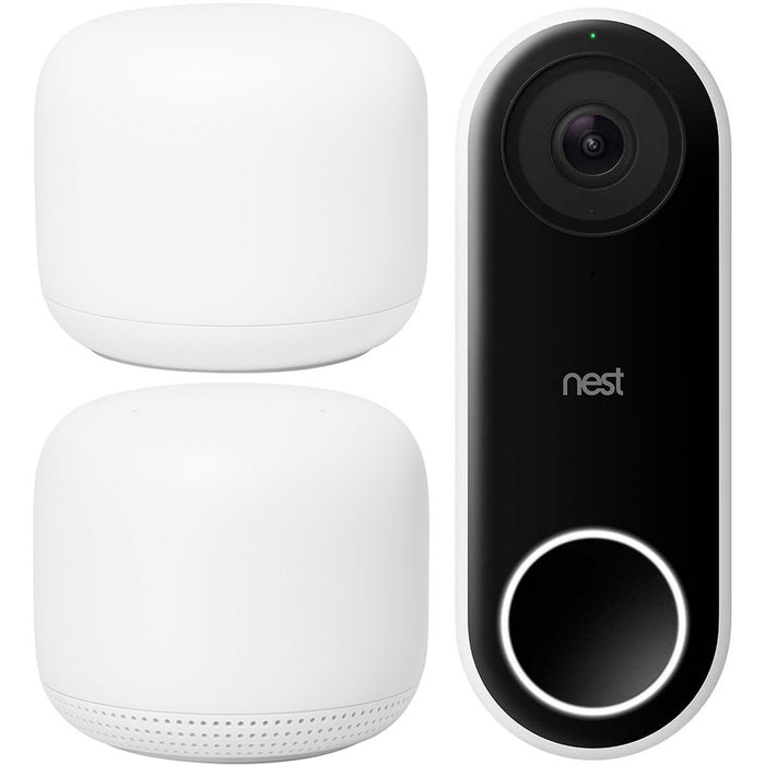 Google Nest Wifi Router Dual Band Mesh System + Access Point + Hello Video Doorbell
