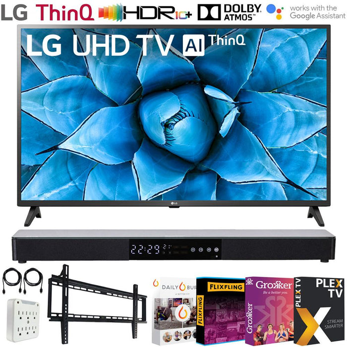 LG 50" UHD 4K HDR AI Smart TV 2020 Model with Deco Gear Soundbar Bundle