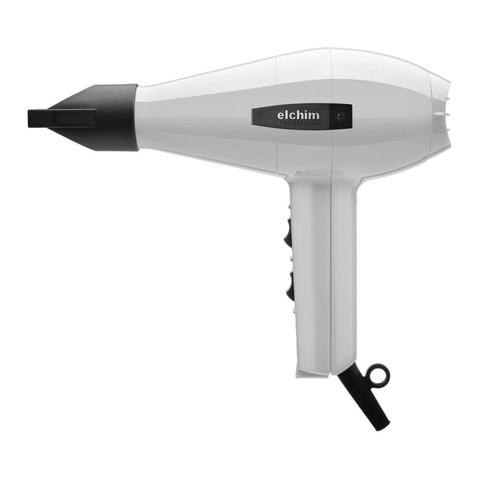 Elchim Classic 2001 Hair Dryer White with Cocoon Bidiffuser 2001 in Black