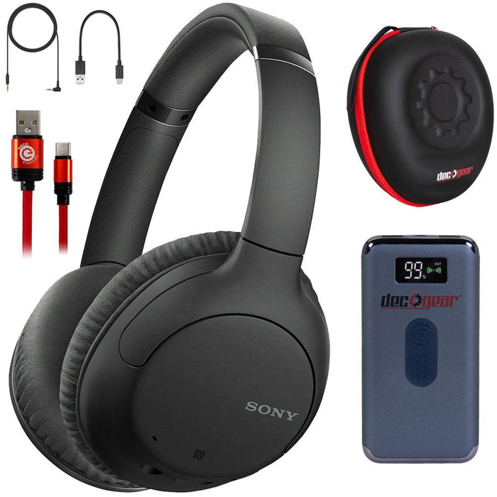 Sony WH-CH710N Wireless Noise-Canceling Headphones (Black) with Deco Gear Case Bundle