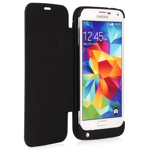 NAZTECH 3200mA Battery Power Case Flip Style for Samsung Galaxy S5 - Black - 12884