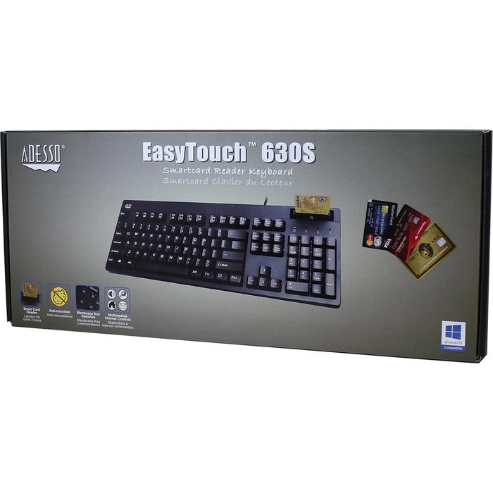 Adesso EasyTouch 630SB-TAA Smart Card Reader Keyboard (TAA Compliant)